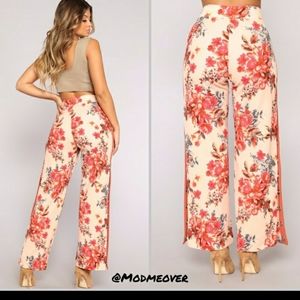 NEW Floral High Rise Side Snap Wide Leg Pants